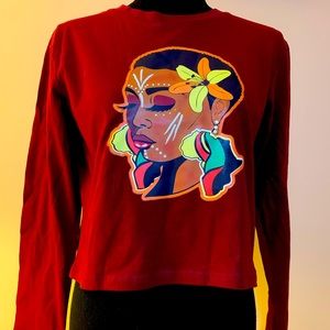 Burgundy Crop Top- Africana